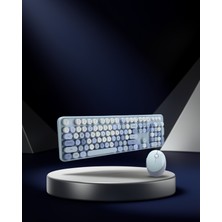 Kaliteyi Bul Retro Daktilo Stili Kablosuz Klavye Mouse Seti 104 Tuş