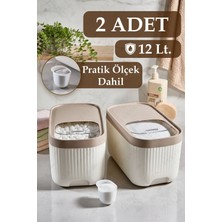 Marvielle 2'li Sürgülü Deterjan Saklama Kabı Büyük Kap 12 Lt - Banyo Düzenleyici
