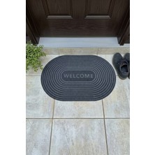 Dekoset Home Oval Gri Dış Kapı Paspası Welcome 40X60