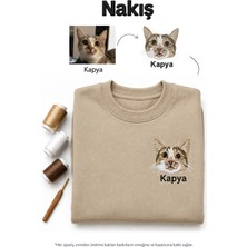 Seay Kişiye Özel Evcil Hayvan Kafa Nakış Sıfır Yaka Lacivert Sweatshirt (Tüm Evcil Hayvanlar)