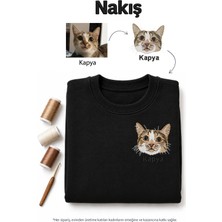 Seay Kişiye Özel Evcil Hayvan Kafa Nakış Sıfır Yaka Lacivert Sweatshirt (Tüm Evcil Hayvanlar)