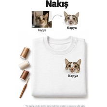 Seay Kişiye Özel Evcil Hayvan Kafa Nakış Sıfır Yaka Lacivert Sweatshirt (Tüm Evcil Hayvanlar)