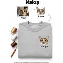 Seay Kişiye Özel Evcil Hayvan Kafa Nakış Sıfır Yaka Lacivert Sweatshirt (Tüm Evcil Hayvanlar)