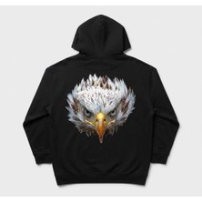 Berru Butik Kartal ve Kurt Figürlü Baskı Detaylı Kapşonlu Hoodie / Sweatshirt ( Kişiselleştirilebilir )