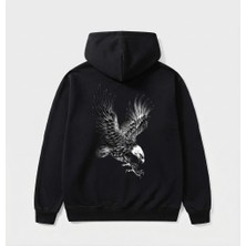 Berru Butik Kartal ve Kurt Figürlü Baskı Detaylı Kapşonlu Hoodie / Sweatshirt ( Kişiselleştirilebilir )