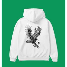 Berru Butik Kartal ve Kurt Figürlü Baskı Detaylı Kapşonlu Hoodie / Sweatshirt ( Kişiselleştirilebilir )