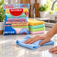 Ramnes Acord 5'li Mikrofiber Temizlik Bezi 40 x 40 cm - Çok Renkli