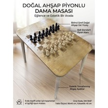 Kechy Concept Kechy Mind & Wood Doğal Ahşap Piyonlu Dama Masası – 56X40 cm El Işçilikli Ayaklı Oyun Masası Akıl Zeka Oyunu