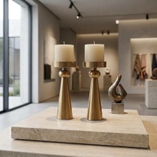 Lussart Collection Nova Şamdan / Mumluk 2 Li Takım Eskitme