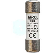Miro RO16 690V 16A Gg 14X51 Porselen Sigorta – 5'li Paket