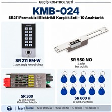 Sarkey SR-211 Em-W Parmak Izli Biyometrik Geçiş Seti + SR-550 No Fail Secure Kilit + SR-300 Adaptör + 10 Adet SR-600 H Rfıd Anahtarlık - Set