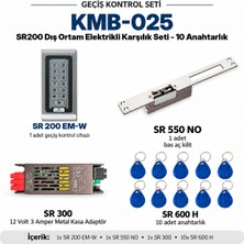 Sarkey SR-200 Em-W Dış Ortam Metal Kasa Kartlı Şifreli Geçiş Seti + SR-550 No Fail Secure Kilit + SR-300 Adaptör + 10 Adet SR-600 H Rfıd Anahtarlık - Set