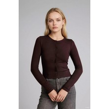 DeFacto Fitted Bisiklet Yaka Crop Ribana Basic Hırka G9457AX26SP