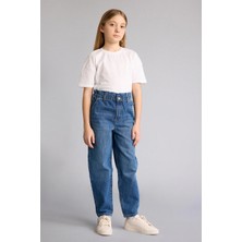 DeFacto Paperbag Fit Büzgü Belli Esnek ve Rahat Jean Pantolon Kız Çocuk G0256A826SP