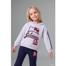 DeFacto Relax Fit Hello Kitty Kapüşonlu Pamuklu Sweatshirt Tayt 2'li Takım Kız Bebek G6834A525WN