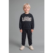 DeFacto 2'li Takım Baskılı Sweatshirt Eşofman Altı Erkek Bebek G5132A525WN