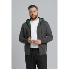 DeFacto %100 Pamuk Büyük Beden Kapüşonlu Fermuarlı Sweatshirt H2059AX26SP