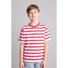 DeFacto %100 Pamuk New Regular Fit Bisiklet Yaka Çizgili Kısa Kollu Tişört Erkek Çocuk H4342A826HS