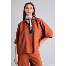 DeFacto Relax Fit Modal Kısa Kollu Turuncu Gömlek H6069AX26SM