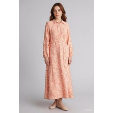 DeFacto Desenli Uzun Kollu Maxi Elbise H0194AX26SP