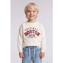 DeFacto %100 Pamuk Bisiklet Yaka Baskılı Sweatshirt Erkek Bebek H8402A526AU