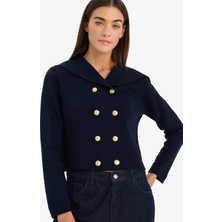 DeFacto Regular Fit Kruvaze Şal Yaka Kısa Triko Basic Hırka G7961AX26SP