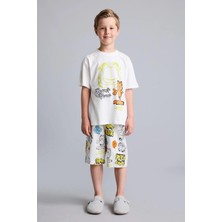 DeFacto %100 Pamuk Garfield Lisanslı Regular Fit 2'li Beyaz Pijama Takımı Erkek Çocuk H8146A826HS