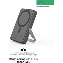 Iberry WPT10 10000MAH Gri Magsafe Powerbank Standlı