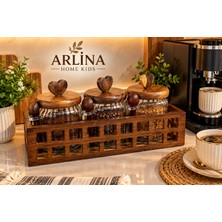 Arlina Home Kids 3’lü 460 ml Cam Kavanoz & Ahşap Stand Seti