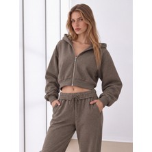 Babokah Kapüşonlu Crop Sweatshirt