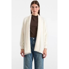 Olcay Salaş Soft Kumaş Triko Hırka Ekru 8299