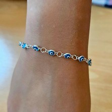 Sylvery Jewels 925 Ayar Gümüş Nazar Boncuklu Bileklik – Ayarlanabilir (16+2 Cm) | Açık Mavi / Lacivert / Multi