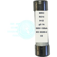 Miro RO14 500V 1A 8X32 Porselen Sigorta – 20'li Paket