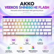 Akko Veekos SHINE60 He %60 Flash Manyetik Switch 8k Hz Hall Effect Hotswap Rgb Ingilizce Mekanik Gaming Klavye