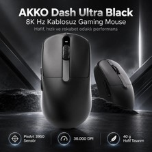 Akko Dash Ultra Black 8k Hz Pixart 3950 Sensör Kablosuz Gaming Mouse