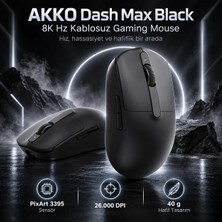 Akko Dash Max Black 8k Hz Pixart 3395 Sensör Kablosuz Gaming Mouse