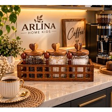 Arlina Home Kids 3’lü 570 ml Cam Kavanoz & Ahşap Stand Seti
