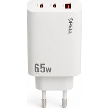 Pell 65W Çoklu Çıkışlı Hızlı Şarj Aleti Pd 3 Portlu Ultra Hızlı Turbo Şarj Cihazı, Type-C ve Type-A USB Seyahat Şarj Adaptörü - E14