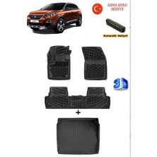Ahlparts Peugeot 3008 2016-2023 Yılları Arası (Access-Active-Allure) Uyumlu 3D Havuzlu Paspas ve Üst Bagaj Havuzu Seti Asma Koku ve Numaratör Hediyeli