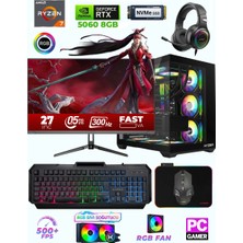 Xaser Sword X152 Ryzen 7 5700X 16GB Ram 512GB M.2 Nvme SSD 8gb RTX5060 Sıvı Soğutmalı 27" 300Hz Oyuncu Tavsiye Sistem