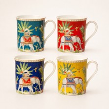 Easy Life Collection's Marajah 4'lü Fine China Porselen Kulplu Kupa Seti 300 ml