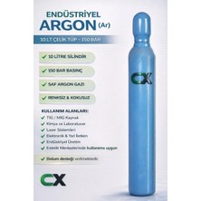 Cimenx Argon Gazı 10 Lt-Kaynak Gazı-Çelik Tüp- Saf Argon-Estetik İşleme Uygun