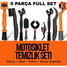 9 Parça Motosiklet Bisiklet E-Scooter Zincir ve Detay Temizlik Fırça Seti