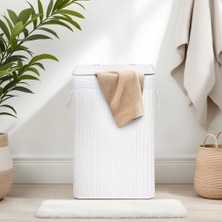 Adore Handy Mate Bambu Çamaşır Sepeti Beyaz 40x60x31 cm Çok Amaçlı Kullanım Alanı