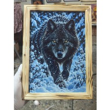 Miina Aksesuar 🐺 Kurt Temalı Dekoratif Ahşap Çerçeveli Tablo