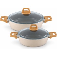 Milanor Neo Seramik Basık Tencere Seti – 26 cm + 28 cm