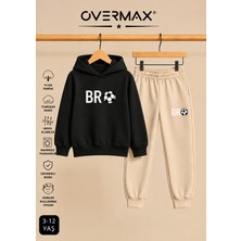 Overmax Çocuk Bro Futbol Baskılı Kapüşonlu Sweatshirt Eşofman Takımı- 3-12 Yaş