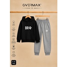 Overmax Çocuk Bro Futbol Baskılı Kapüşonlu Sweatshirt Eşofman Takımı- 3-12 Yaş
