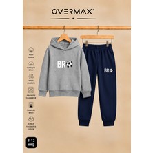 Overmax Çocuk Bro Futbol Baskılı Kapüşonlu Sweatshirt Eşofman Takımı- 3-12 Yaş