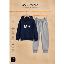 Overmax Çocuk Bro Futbol Baskılı Kapüşonlu Sweatshirt Eşofman Takımı- 3-12 Yaş